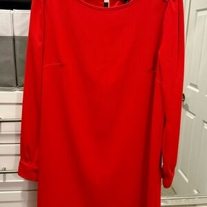 Beautiful Red Long Sleeve Shirt Dress
